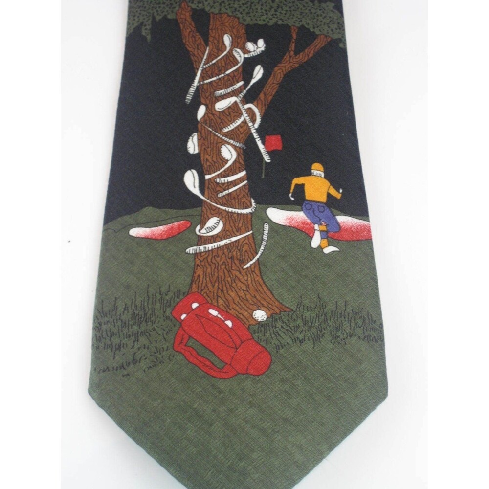 Renaissance Hand Made Golf Cartoon Design Necktie